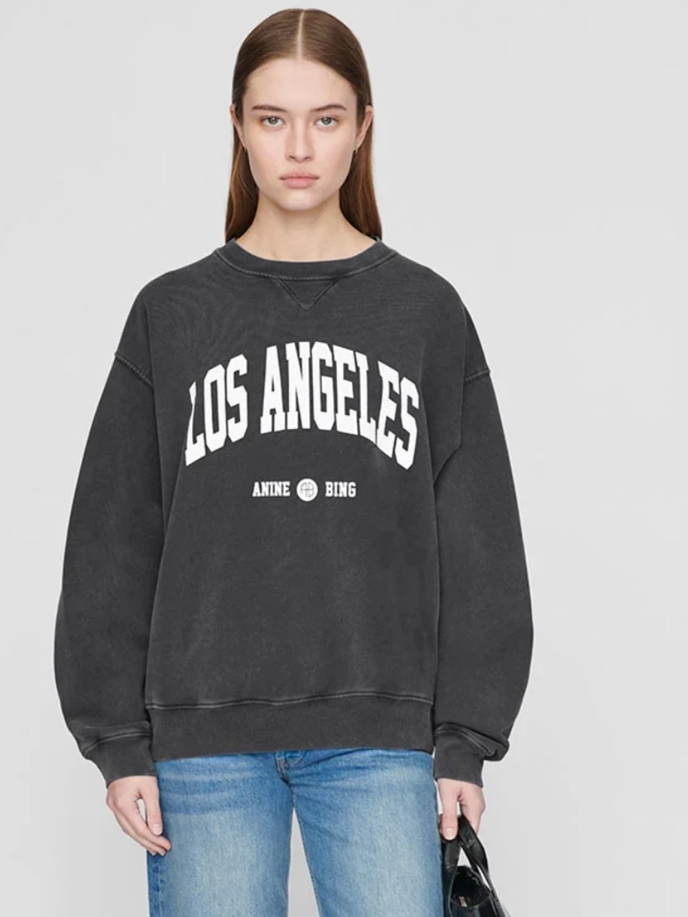 Anine Bing RAMONA SWEATSHIRT LOS ANGELES - WASHED BLACK